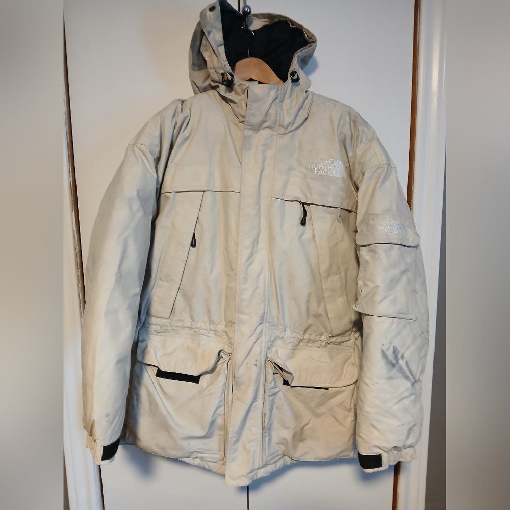 The North Face Men’s XL Goose Down Marbled Beige & Grey Winter Parka